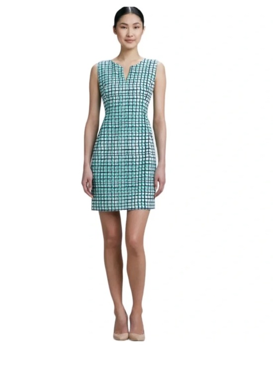 kate spade Dresses & Skirts - kate spade Teal and White Grid Sheath Mini Dress size 2 sleeveless
